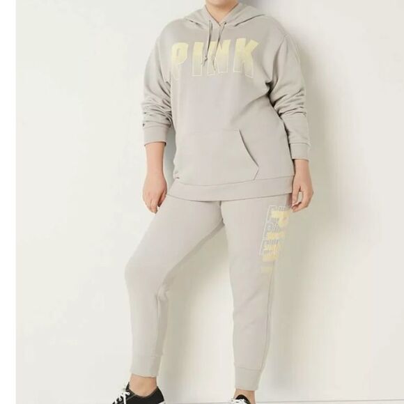 Victoria’s Secret Pink Logo Everyday Lounge Skinny Jogger Pants Platinum - Picture 8 of 10